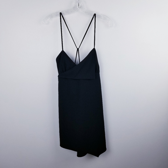 Zara Black Surplice V-Neck Spaghetti Strap Night Out Mini Dress NWT Medium - Picture 6 of 14